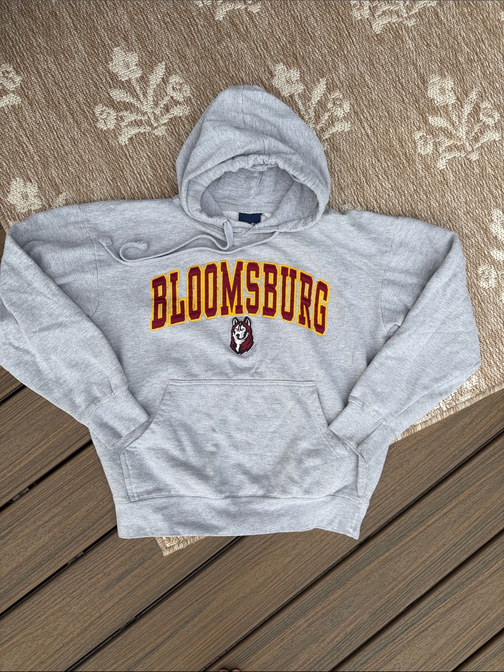 Old Varsity Brand Bloomsburg Grey Hoodie with Maroon & Gold Details